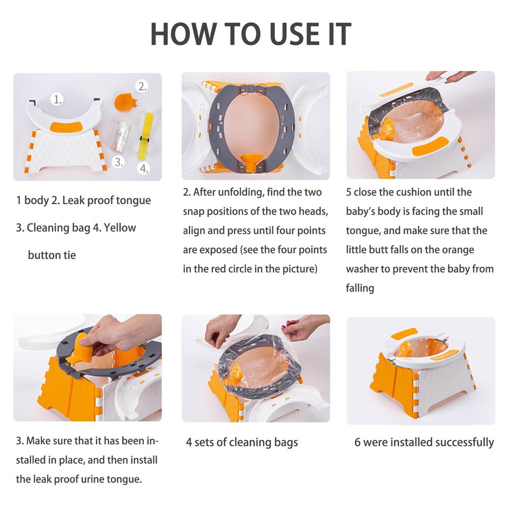 Portable Mobile Baby Folding Toilet Seat Potty Training Seat No-clean Children's Potty Urinal Indoor And Outdoor Toilet Seat