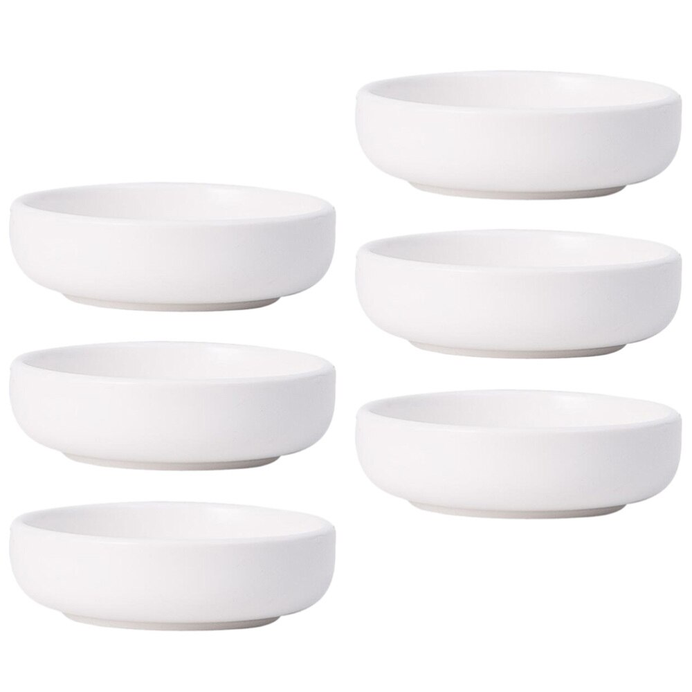 6Pcs Japanse Saus Gerechten Dompelen Bowls Keramische Dipsaus Bowls Mini Platen: White