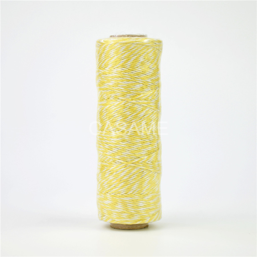 100% natural cotton rope 4ply (100Yards) 1pcs thin Bakers twine color baker twine silver gold red pink cotton string color: yellow