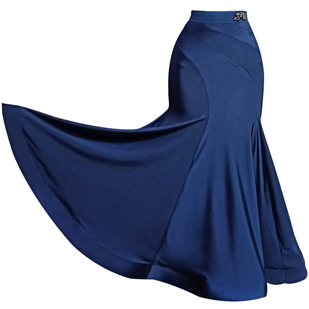 Ballroom Dance Skirts Big Swing Modern Dance Long Skirts Women Balck Blue Competition Practice Costumes: Blue / S