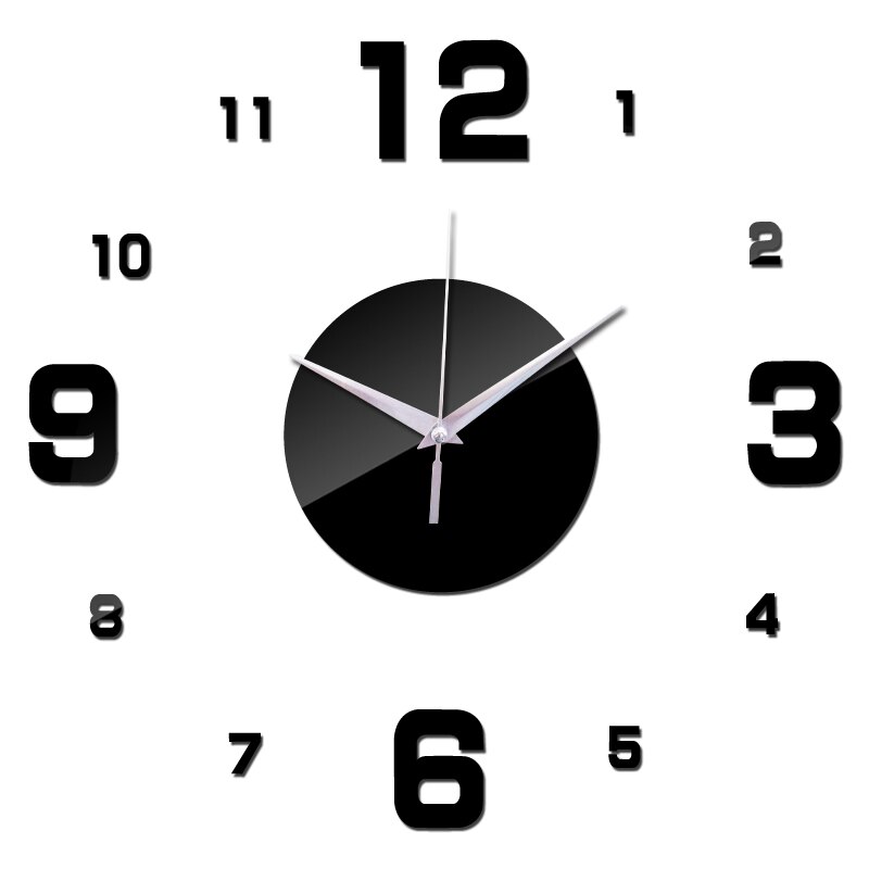 wall clock large decorative wall clocks home decor diy clocks living room reloj mural sticker: DIY-201 Black