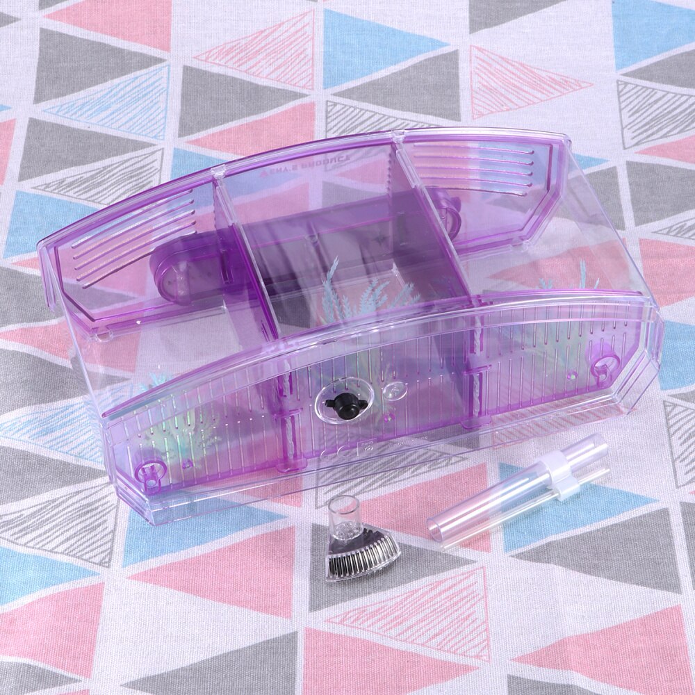 Mini Fish Tank Self-Cleaning Desktop Mini Ecological Goldfish Tank Square Hatching Seedlings Aquariums for Home Shop (Purple)