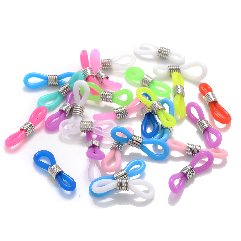 50 Uds. Conector de gancho para la oreja para gafas, cadena para gafas, extremos de retenedor, soporte para cable de cuerda, retenedor de correa, accesorios de bucle final: Beige