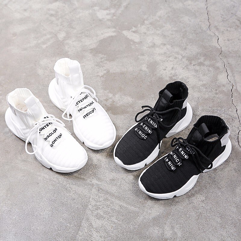 Forår high-top platform sko kvinder chunky sneakers air mesh casual kvinder sko hvide sneakers sok sko kvinde