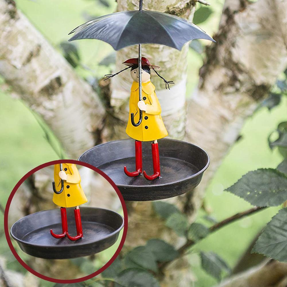 Vogel Feeder Metalen Hangende Ketting Meisje Paraplu Vogel Feeder Voor Wilde Vogels Opknoping Keten Vogel Feeder Lade P9K1
