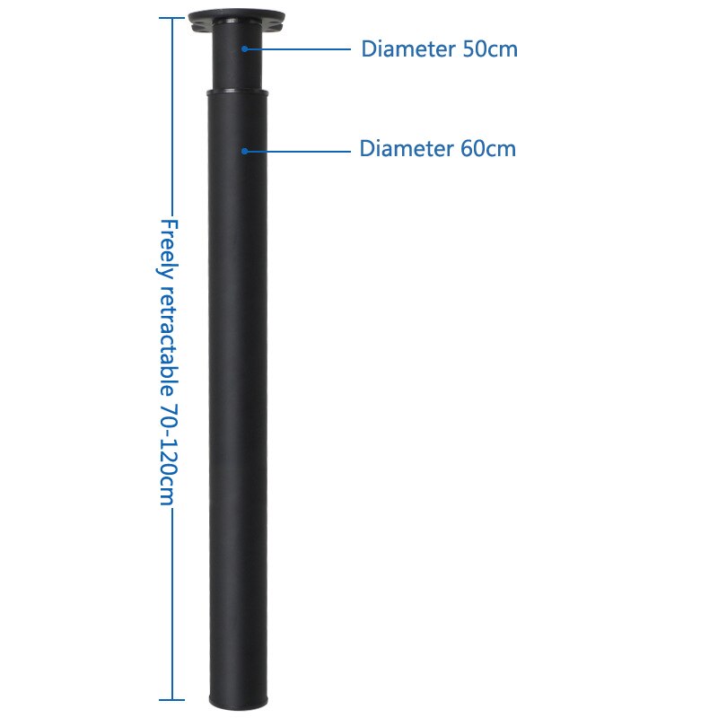 Columna de soporte de pie de barra plegable, soporte telescópico ajustable para mesa, escritorio, muebles, Hardware de soporte de carga, 70-120CM: black