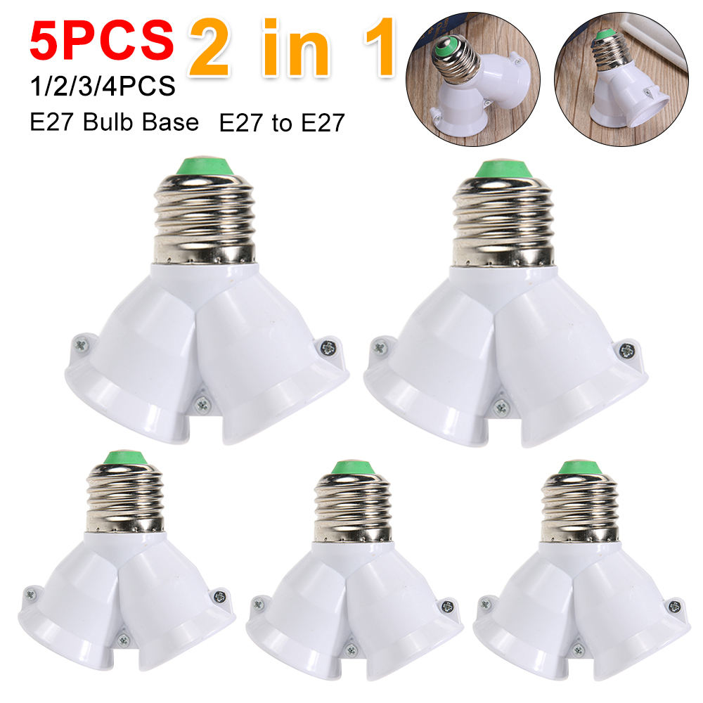 1-5 Stuks Wit E27 Tot 2 E27 Lamp Basis Led Verlichting Dubbele Schroef Lamp Socket Converter Besparing Led Licht Halogeenlamphouder 3a