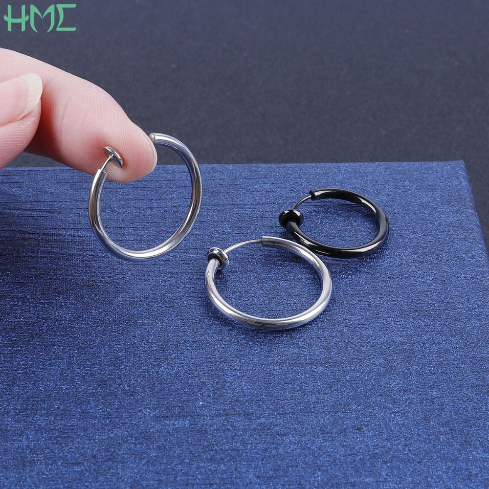 1pc KEIN Piercing Loch Ohr Clip Ringe Gold Farbe Titan Edelstahl Runde Ohrringe für Frauen Männer Männlichen Punk schmerzlos Brincos