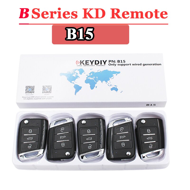 (5 Stks/partij) b15 Keydiy Afstandsbediening 3 Knop B Serie Afstandsbediening Voor KD900 URG200 KD200 Maken Afstandsbediening Sleutel