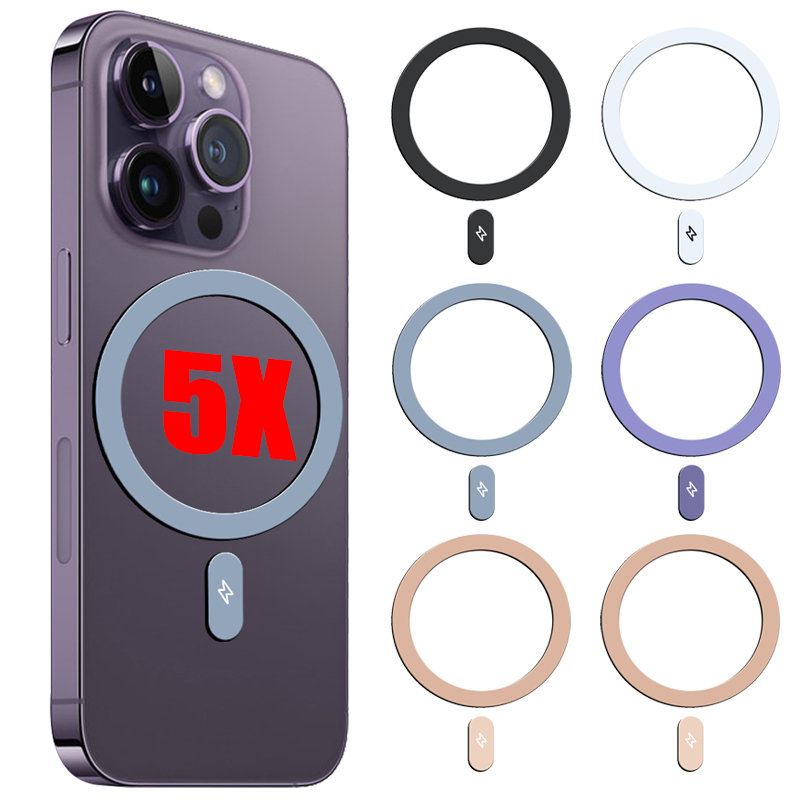 1/5 SZTUK Naklejka magnetyczna Metalowy pierścień do bezprzewodowego ładowania Magsafe Koło ładowania Naklejki magnetyczne na iPhone'a 14 13 12 Pro Max
