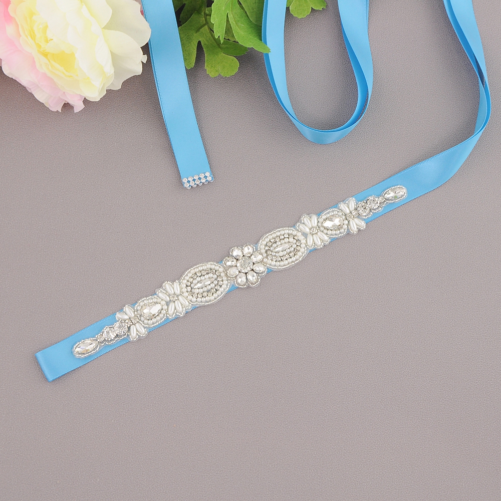 ZMS43 Rhinestone Belt Wedding Belt Evening Dress Belt Bridal Belt Bridesmaid Sash Sparkly Belt Belt for Evening Party Prom Gown: blue