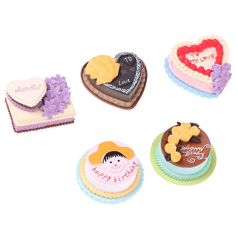 Zufällig 1pc Geburtstag Kuchen Modell Simulation Lebensmittel Miniatur Figur vorgeben abspielen Küche Spielzeug