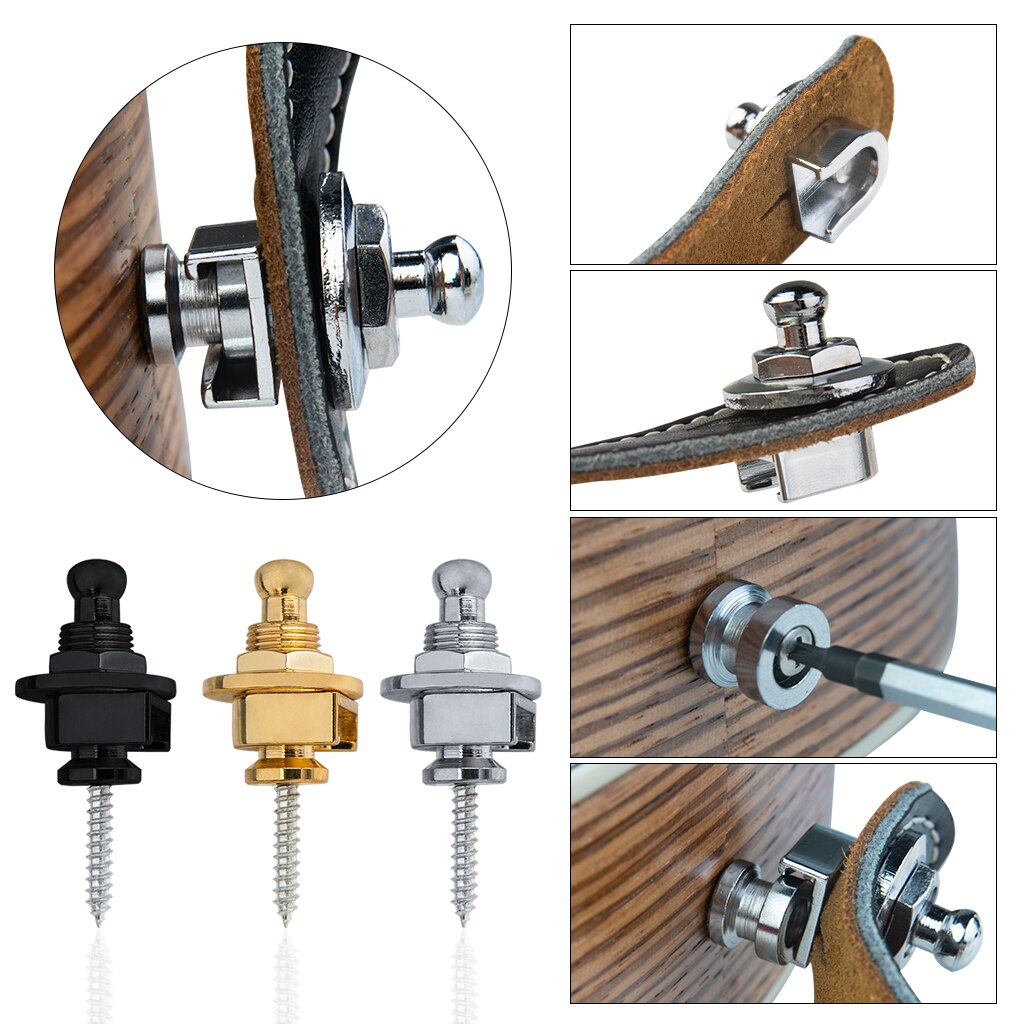 2Pcs Gitaarband Sloten Quick Release Gitaarband Sloten Knop Premium Security Locks Strap Retainer Systeem