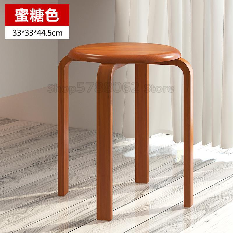 Dining Stool Solid Wooden Stool with anti slip Pad Heavy Bearing Chair Rounded Edge Sitting: 2