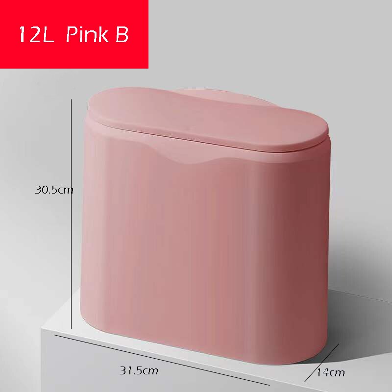 1Pcs 8L/12L Ronde Grote Capaciteit Indoor Prullenbak Emmer Vuilnis Vuilnisbak Opslag Organisatie In De Keuken Wc voor Badkamer: 12L Pink B
