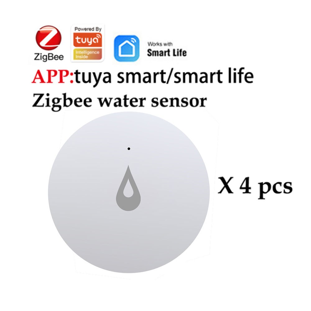 Zigbee-Válvula de agua con Wifi, controlador de Gas, Control por aplicación, funciona automáticamente con Sensor de agua, Alexa Smartthings, Yandex, Tuya, Smart Life: 4 sensor tuya zigbee