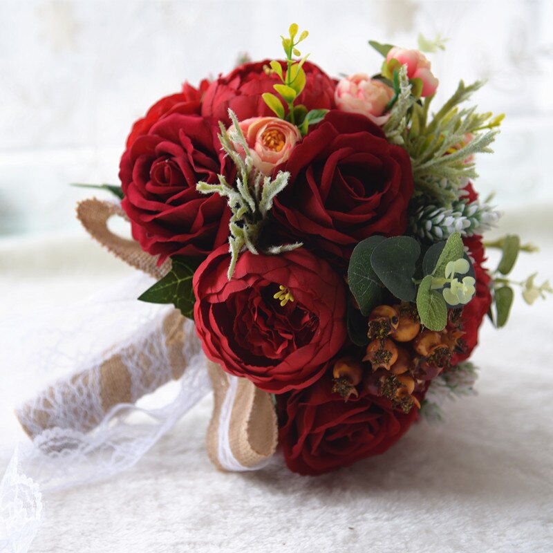 Waterfall Ivory Wedding Flowers Bridal Wedding Bouquets Pink Champagne Bouquet for Brides Artificial Flower Bouquet De Marriage