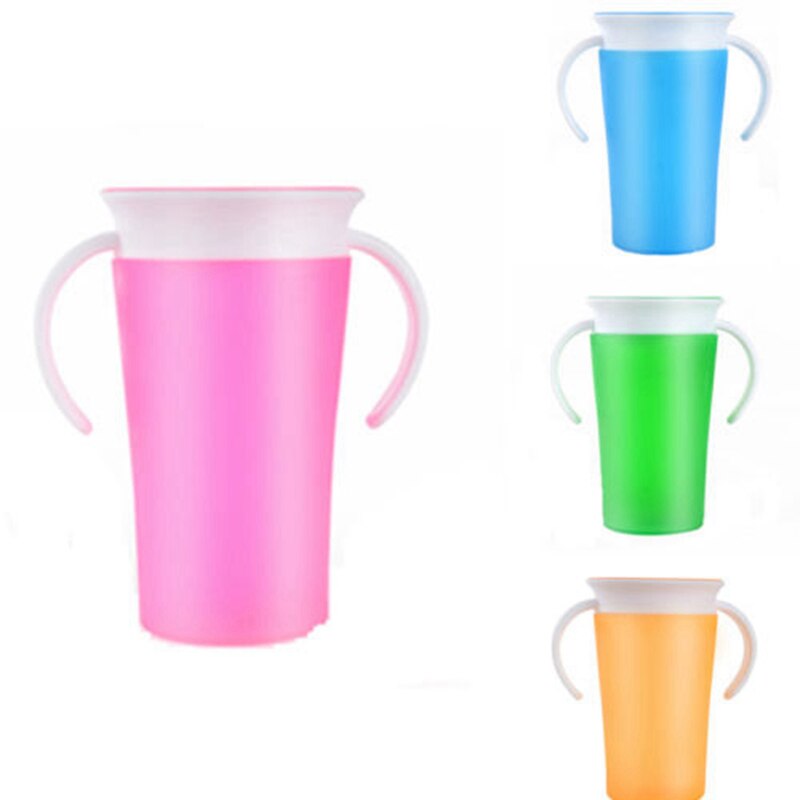 Kids Training Miracle Cup With Handles 360 Degree Drink Prevent Leaking 260ml 1Pcs Munchkin Toddlers Safe Feeding Spill Proof CC
