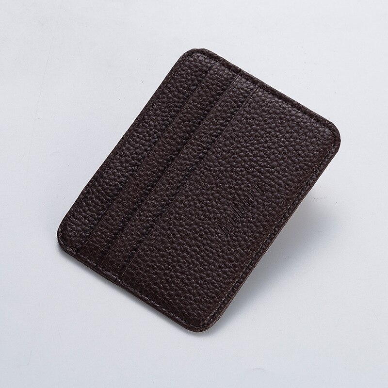 Women Slim Minimalist Wallet PU Leather Credit Card Holder Short Purse AIC88: Brown