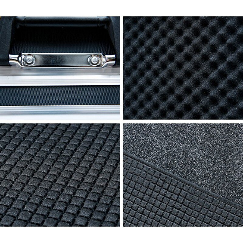 Aluminum Alloy Tool Box Password lock instrument box Impact resistance Safety Case Portable Suitcase With pre-cut sponge Black