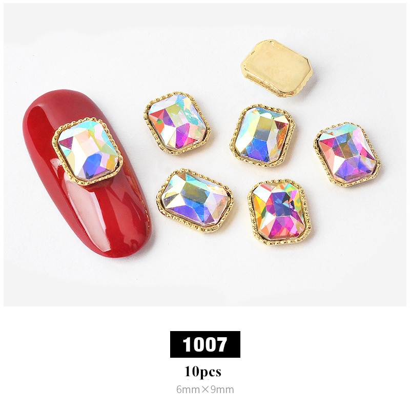 10 pièces breloque alliage Base 3D Nail Art strass décorations à dos plat brillant cristal bijoux diamants manucure accessoires: 1007