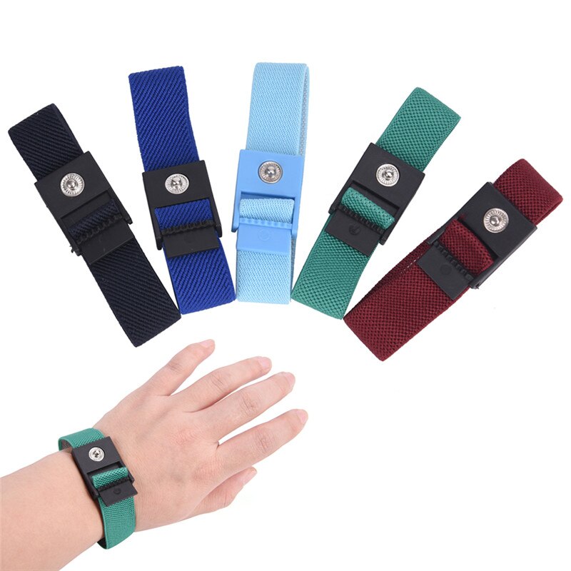 1Pcs Willekeurige Kleur Esd Ontlading Kabel Band Polsband Verstelbare Anti Statische Cordless Armband Elektrostatische