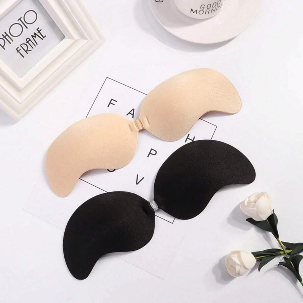 FINETOO, 1 par de ropa interior Invisible para mujer, parche para el pecho nubra, sujetador de copa de Mango hipoalergénico de Color de remolque, silicona que no se cae fino