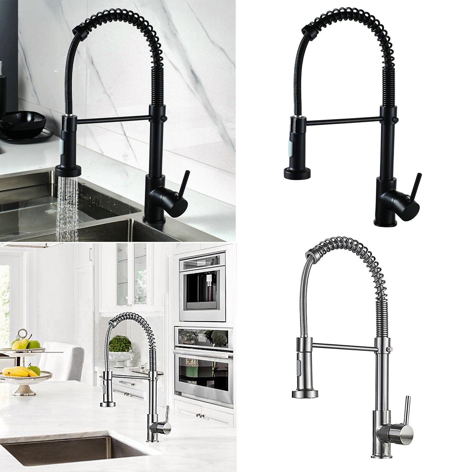MODERN STAINLESS STEEL KITCHEN FAUCETS WITH PULL O... – Grandado