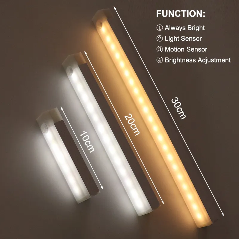 Drahtlose LED Nachtlicht Bewegung Sensor Licht USB Unter Schrank Licht Für Küche Schrank Schlafzimmer Kleiderschrank Sensor Innen Beleuchtung