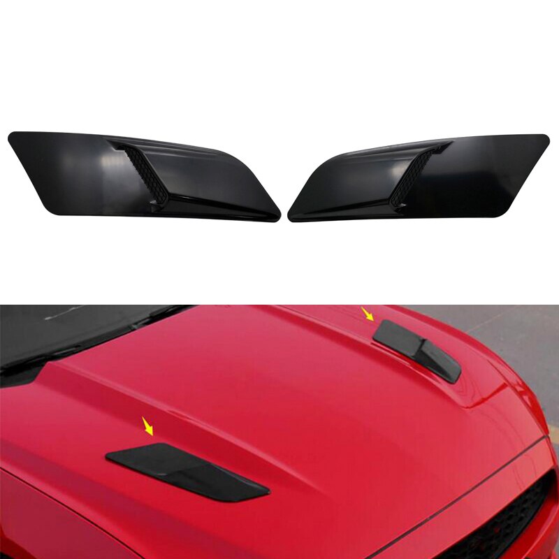 ABS Plastic Car Air Intake Scoop Bonnet Hood Vent Front Hood Vent Fit For Ford Mustang Panel Trim 2pcs
