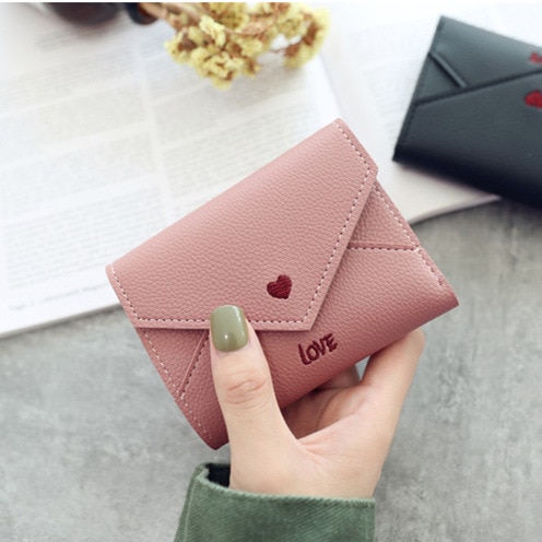 Kærlighed broderi bogstaver simple kvinder kort lille pung kvinder