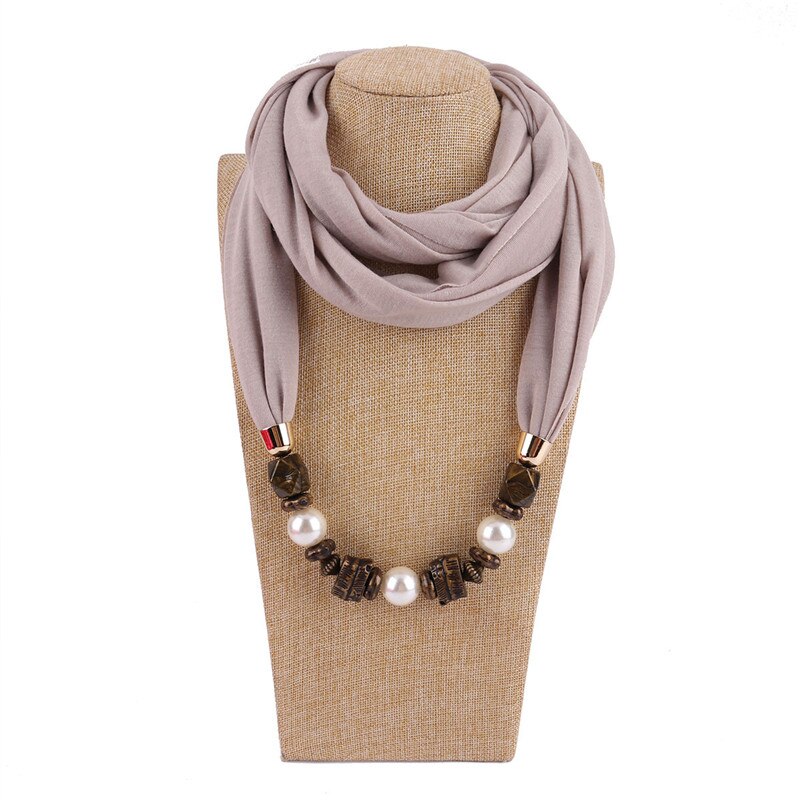 LaMaxPa Neue Frauen Solide Schmuck Anhänger Chiffon Schal Perle Schals und wickelt Weichen Weiblichen Zubehör: 6