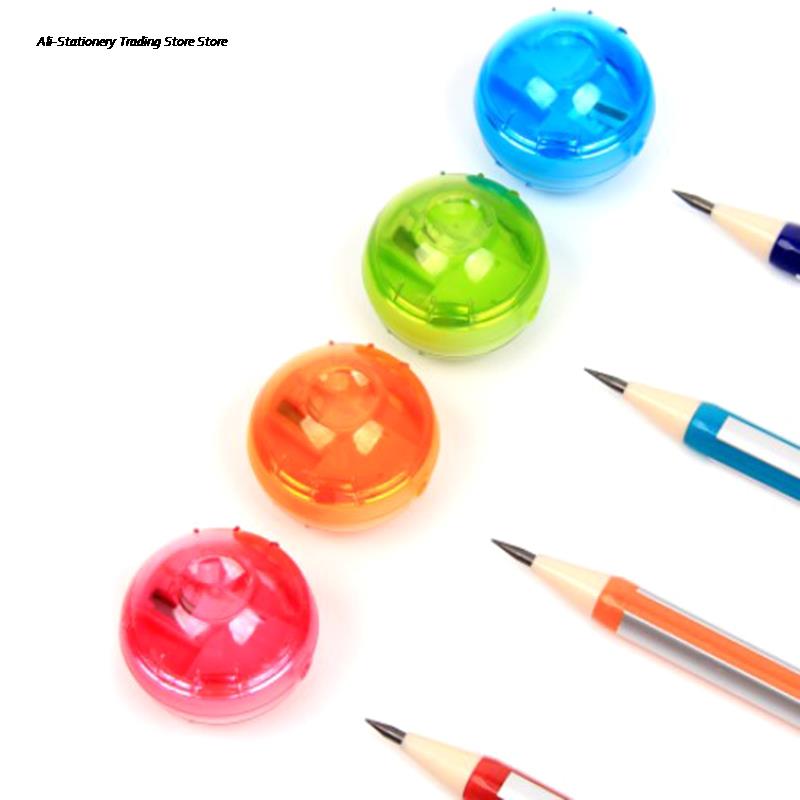 2pcs Cute Round Mini Pencil Lead Dedicated Sharpener Double Hole School Office Supply Kids Random Color