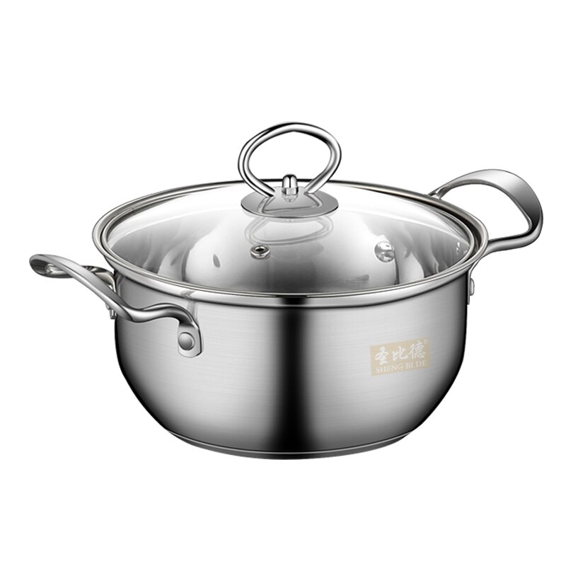 Cookware Set 2 Piece Kitchen Stainless Steel Cooking Pot & Pan Sets Induction Safe Saucepan Casserole pan Glass Lid Pans