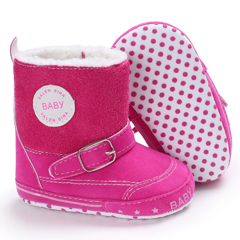 Baby Meisjes Jongens Snowboots Peuter Schoenen Winter Half Laarzen Baby Zachte Bodem Schoenen: Rood / 7-12 Months
