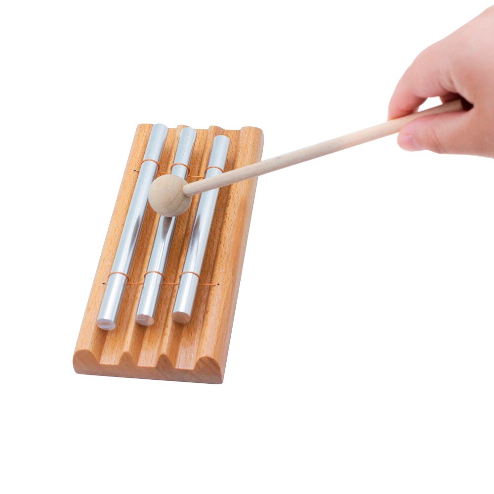 6.9" 3 Wind chimes Learning instrument Chime Silver wood Percussion Instrument Meditation Chime wind bell