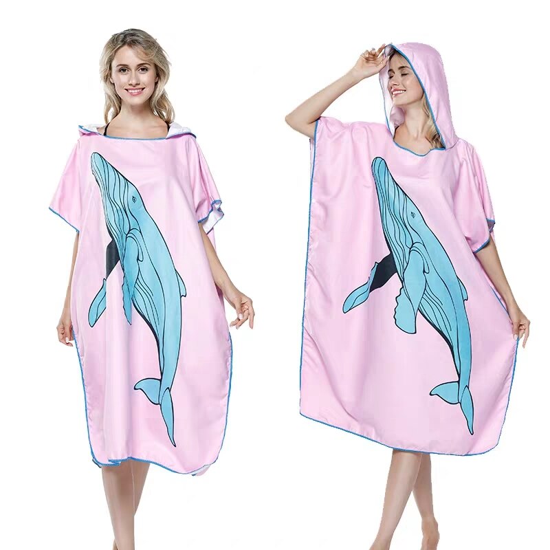 Surf poncho skiftekåbe sportshåndklæde badehåndklæde badekåbe håndklæde surf hoodie svømme parka lynlås lomme tegneserie