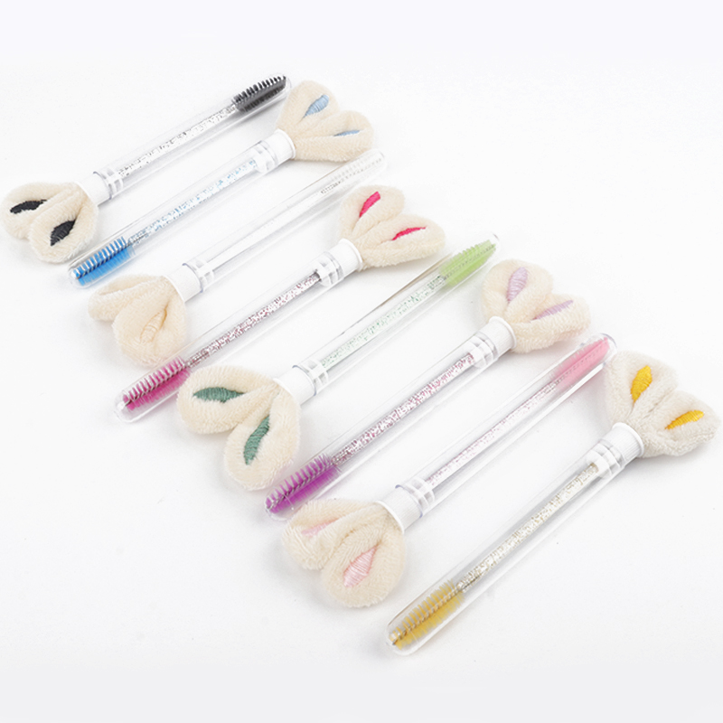 5 Pcs Rabbit Ears Decoration Tube Eyelash Brush Eyebrow Comb Clear Mascara Wands Micro Brush Makeup Tool Lash Extension Supplies