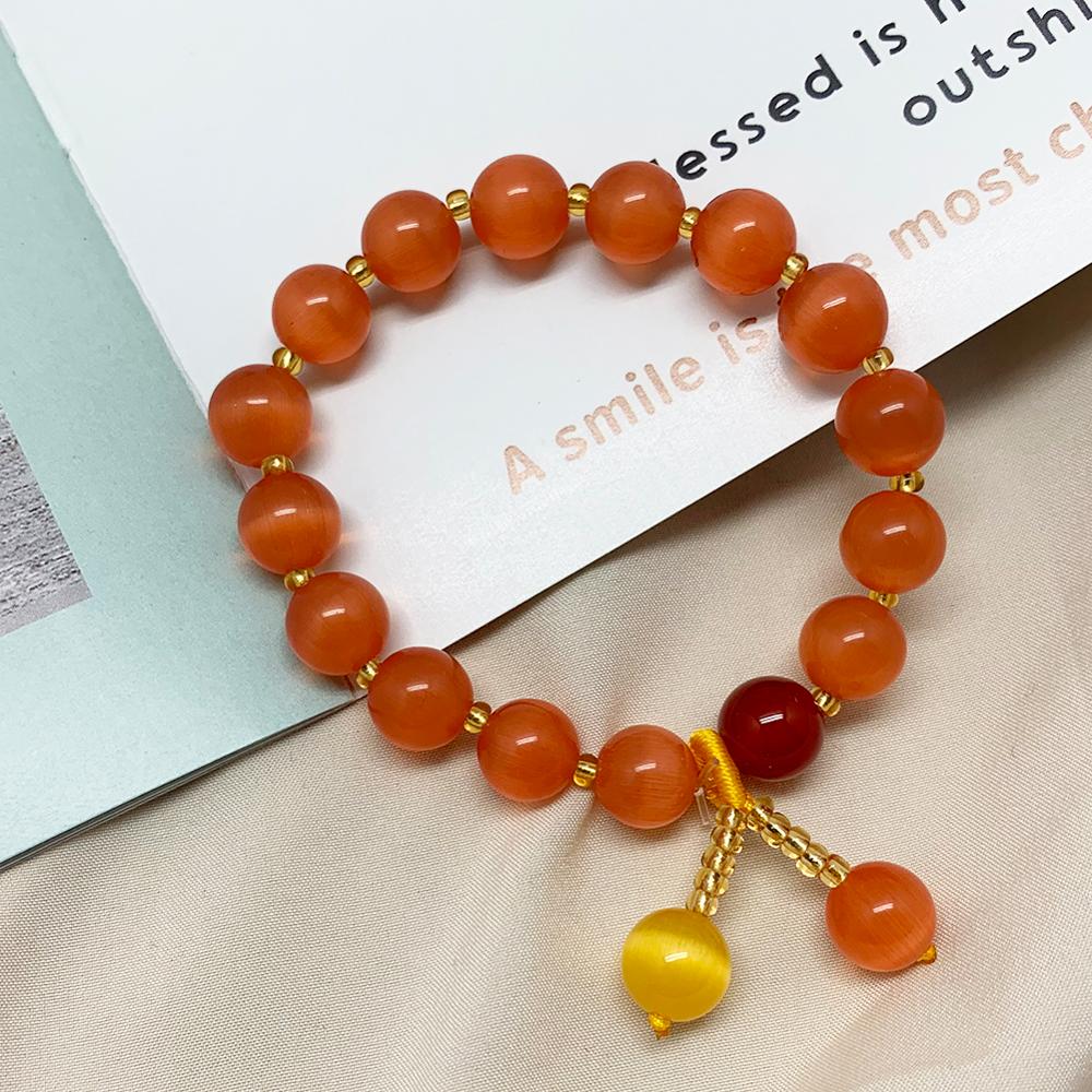 10mm Natural Stone Beaded Bracelet Multi-colored Jewelry for Women Bracelet Bangle for the Year: Orange