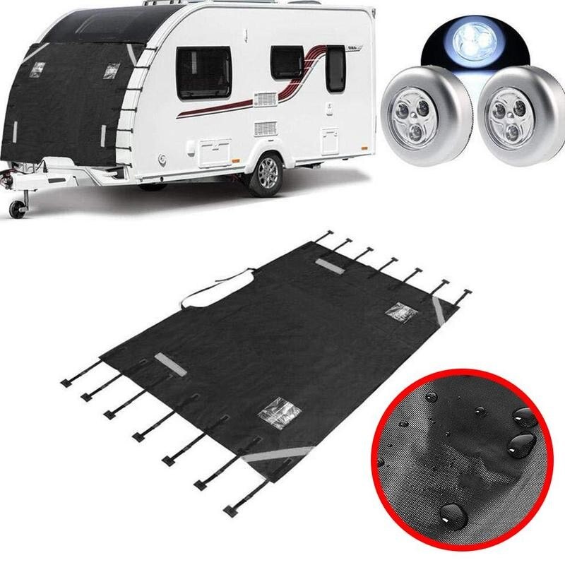 Universal Auto Caravan Front Towing Cover Protector With 2 Led Light Shield Dustproof 220x175cm