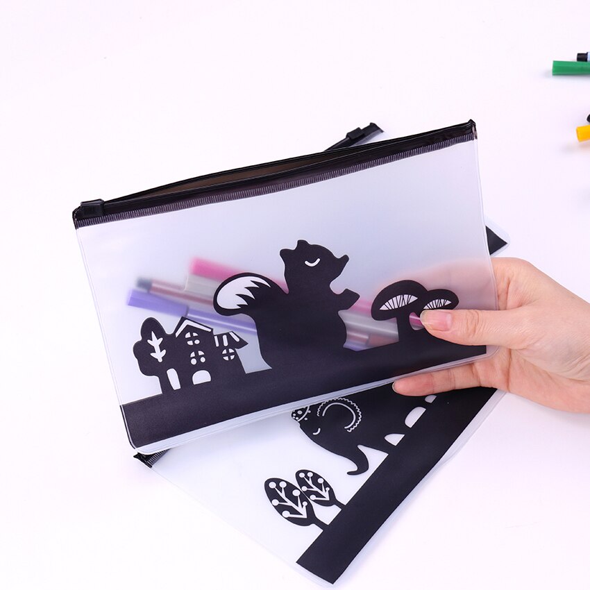 Cartuchera de PVC transparente de animales de dibujos animados material escolar para niños papelería lindo matorral caja de lápices estuche cartuchera