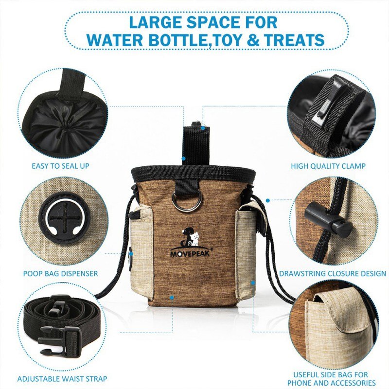 Outdoor Portable Training Dog Snack Bag Oxford Cloth Puppy Snack Reward Waist Bag Free Folding Bowl Pet Supplies