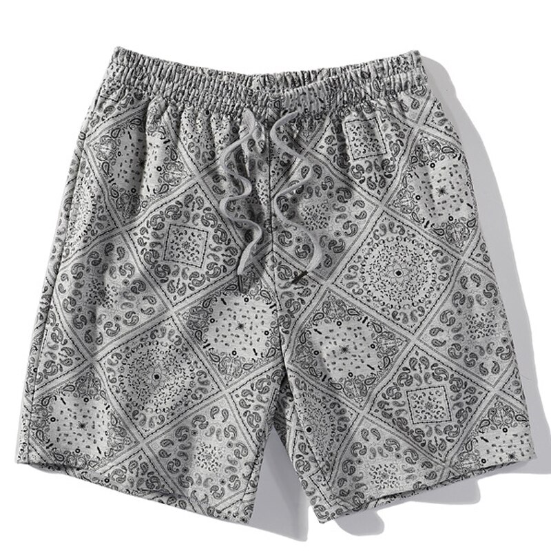 ELKMU – short à motif Bandana Paisley, Streetwear Harajuku, d&#39;été, Hip Hop, bas, taille élastique, HE917: grey / L