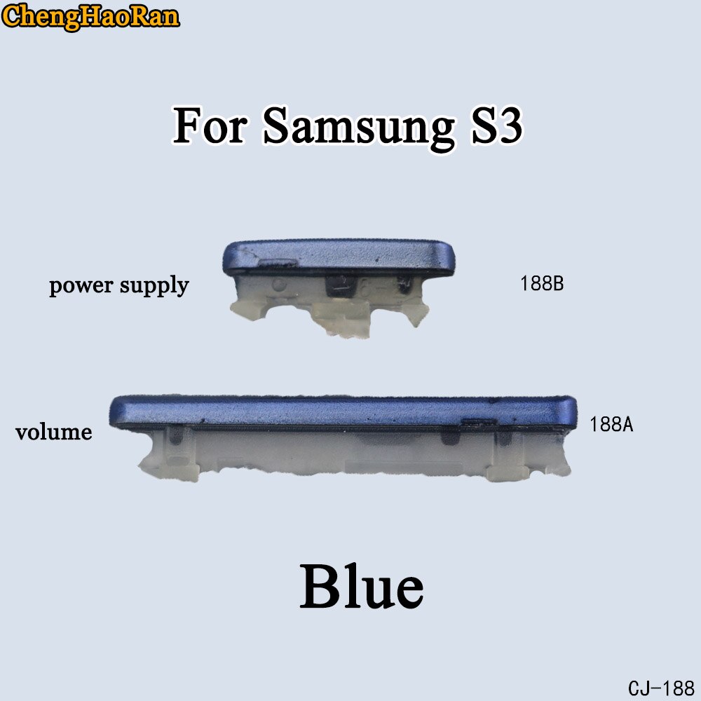 ChengHaoRan 1 piezas para Samsung Galaxy S3 azul/plateado/Negro botón de encendido y volumen