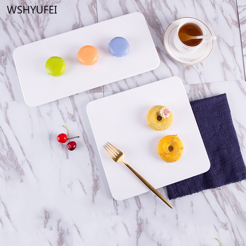 Marble Flat Plate Rectangular Sushi Spaghetti Steak Salad Container Pot Restaurant Japanese Cuisine Barbecue Kitchen