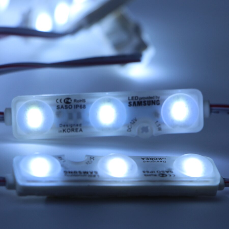 Samsung-módulo de luz led IP68 5630, lámpara de publicidad de 1,5 W, 3 luces led de fondo, impermeable, 12V, canal, letras, blanco, 50 Uds.