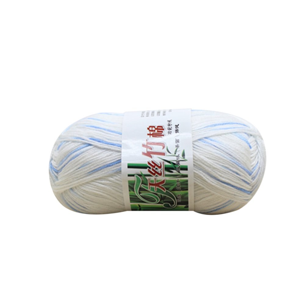 Doux Tencel fil Multi brin fil à tricoter à la main fil Crochet bébé fil laine tissé bambou coton soie ligne tricots: white blue