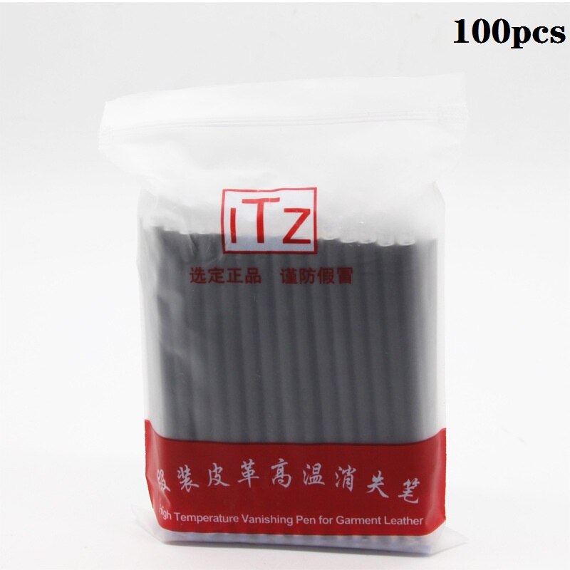 100 stk./pakning varmeindpakning fade-out stofmarkører kuglepen refills høj temperatur forsvindende markører læder beklædningsgenstand bindestreg klipning: Sort