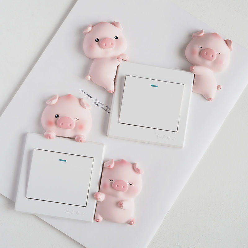 Resin Switch Stickers Pig Decorative Wall Stickers 3d Stereo Household Light Bedroom Switch Protective Cover