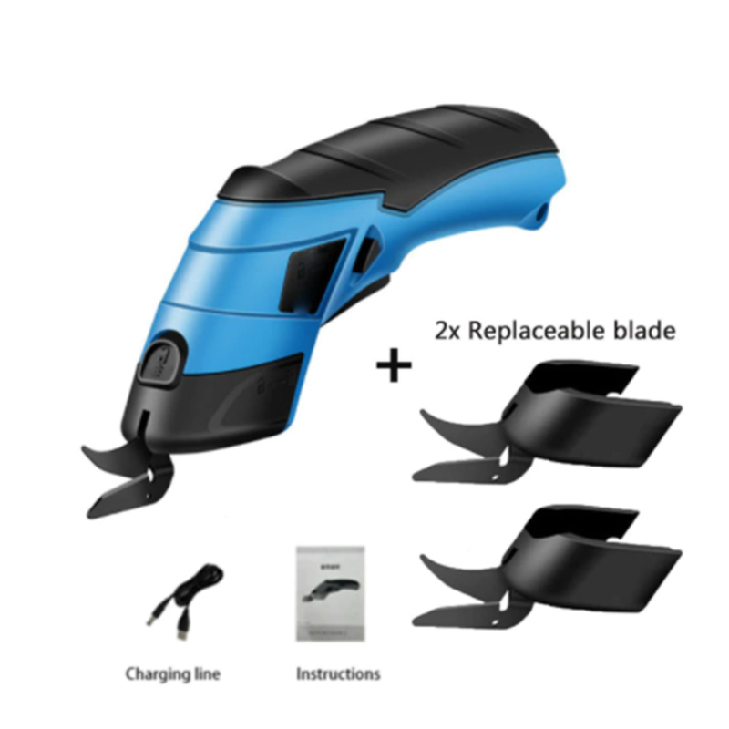 Tijeras eléctricas, máquina cortadora de tela recargable, tijeras de cuero de PVC, corte portátil para manualidades, costura, herramienta manual de cartón: Gris / verde